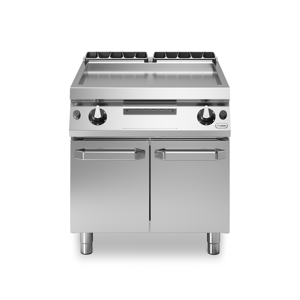 Fry top gas ROC 70/80 glatt Chromplatte 14 kW Fach mit Türen