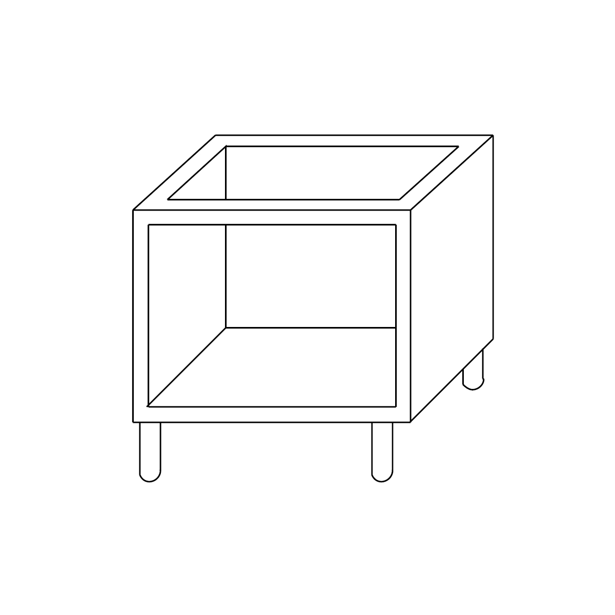 Offener Unterschrank, Modul 60 cm Abmessungen 600x490x570 mm