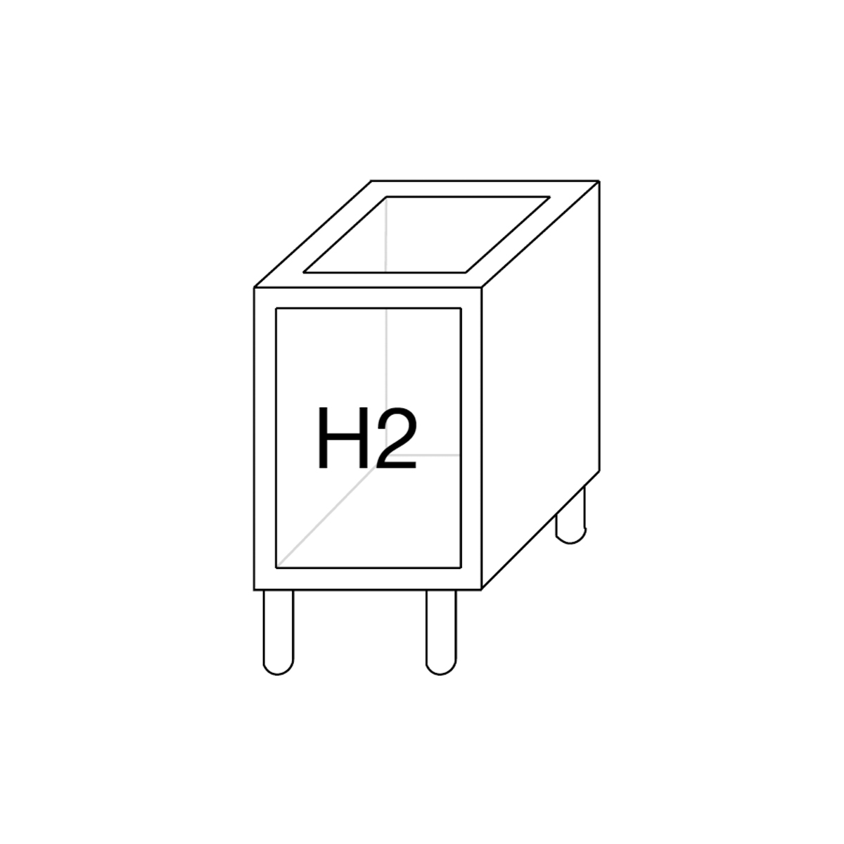 Abgerundeter Unterschrank H2 R22 Modul 40 cm