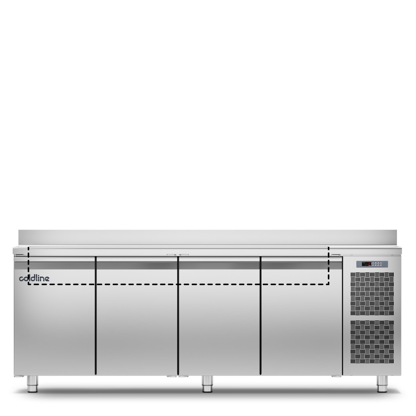 Coldline Saladette Kühltisch Edelstahl mit GN-Behältern – 4-türig