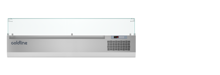 Aufsatz-Kühlvitrine für Zutaten 1600 Steckerfertig GN1/4, +2°+10°C Mit Glas