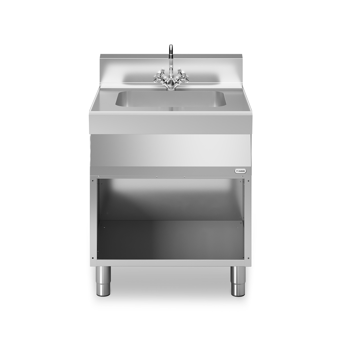 Neutrales Element mit FUN 70/70 Spüle mit offenem Fach