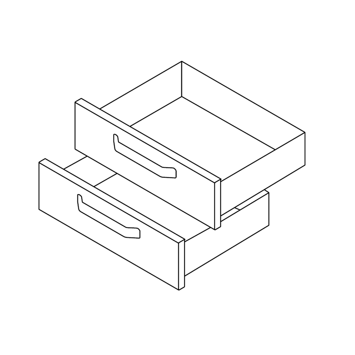 2 Schubladen H 22,5 cm für Unterschrank 80 cm