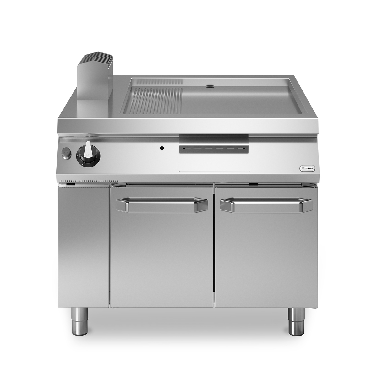 Fry top gas ROC 110/100 Platte 2/3 glatt 1/3 gerillt 14 kW Fach mit Türen