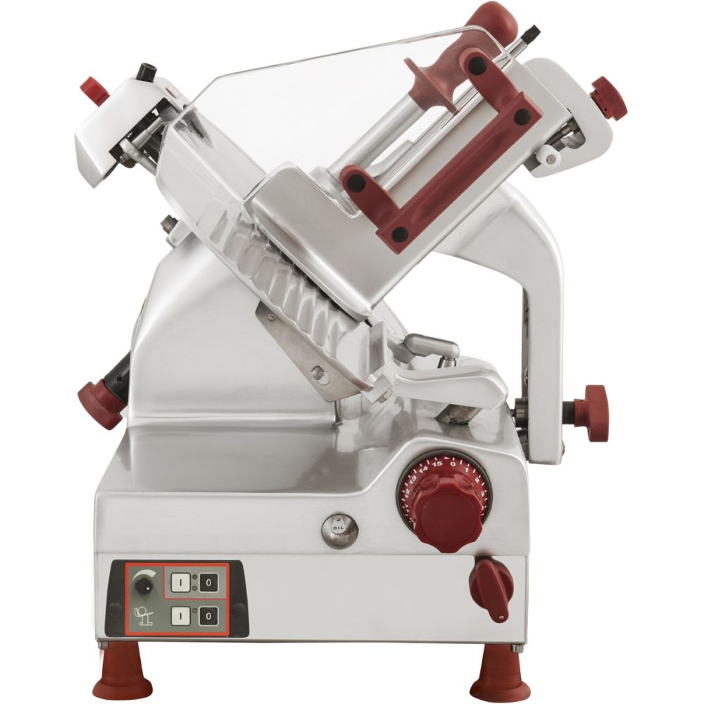 Berkel Domina SLC350 AUTO Aufschnittmaschine – Seitenansicht mit 45-Grad-Messerneigung
