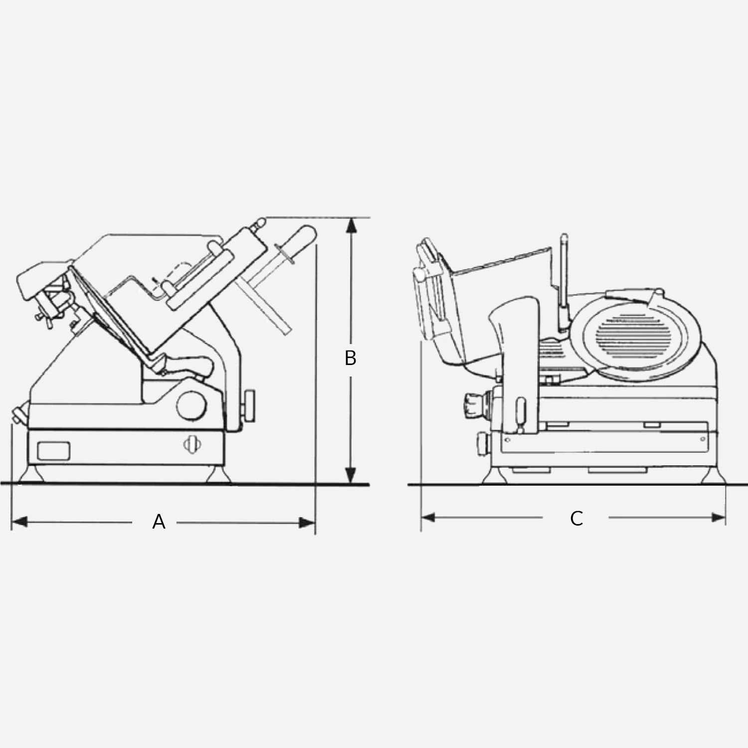 Berkel Domina SLC350 AUTO Maßzeichnung mit Abmessungen (Breite, Höhe, Tiefe)